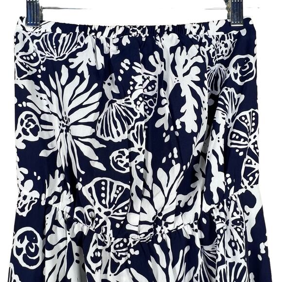 Lilly Pulitzer Women’s Navy & White Strapless Maxi w/High Slits on the Sides S - Picture 4 of 14